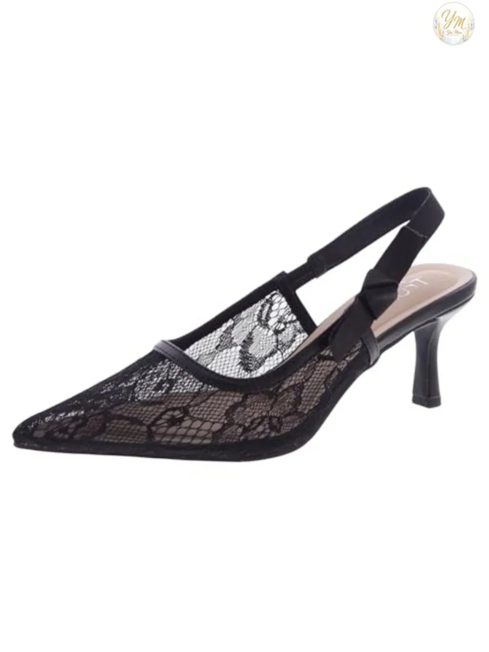 Women's Slingback Kitten Heel Pumps Vegan Leather Pointed Toe